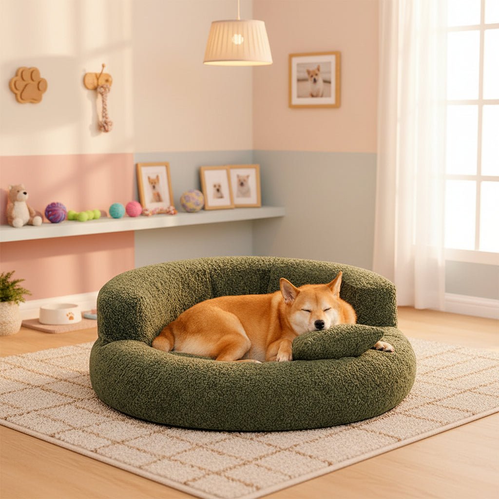 Washable diamond velvet orthopedic donut dog bed ensures a clean, cozy, and supportive rest for pets.