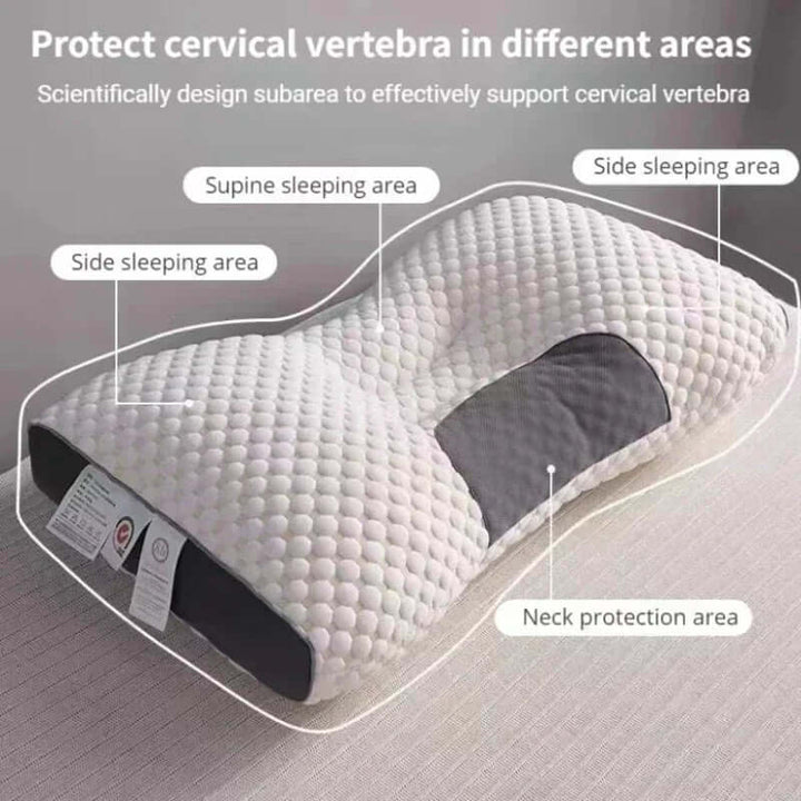Ergonomic head pillow offering neck pain relief & sleep aid for a restful, comfortable night.