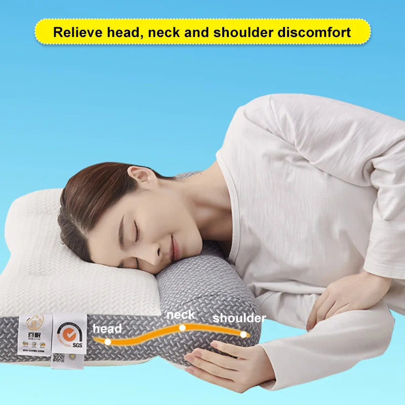 Comfortable orthopedic memory foam neck pillow, designed for superior support & pain relief during sleep.