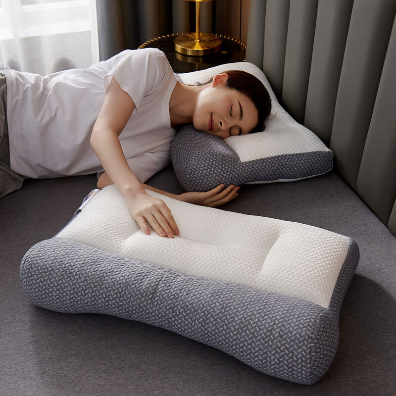 Therapeutic orthopedic pillow, ergonomically designed to reduce neck pain & enhance sleep quality.