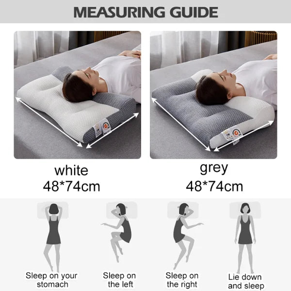 Premium orthopedic neck pillow provides ultimate comfort, posture support, & pain relief for deeper sleep.