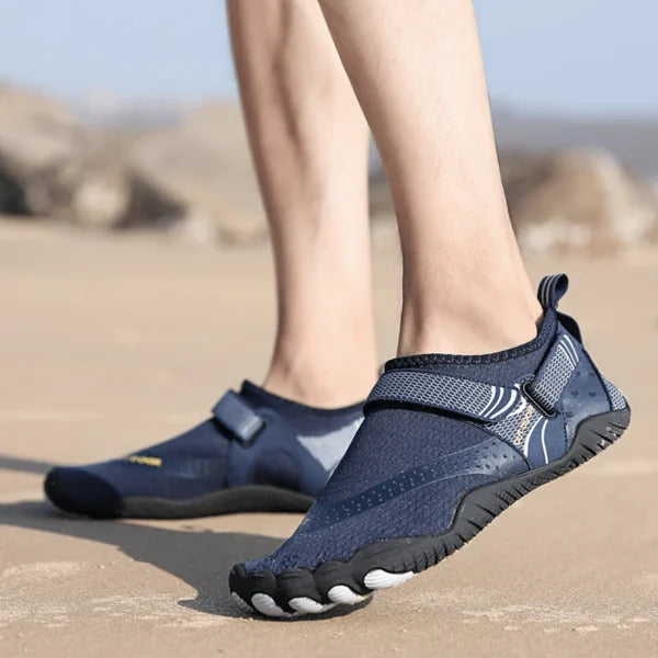 Athletic men's orthopedic water shoes for active lifestyles, featuring a durable non-slip sole.