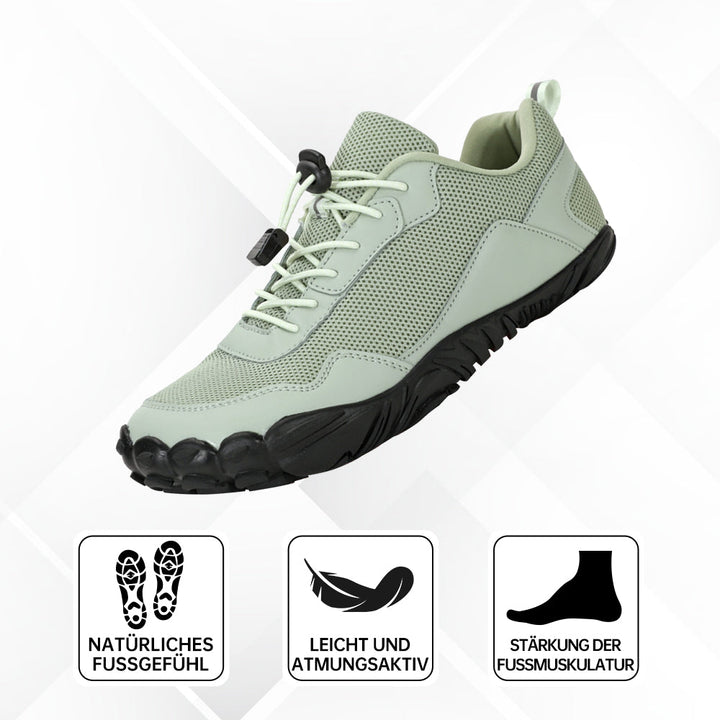 Lightweight orthopedic barefoot shoes for active individuals seeking pain relief.