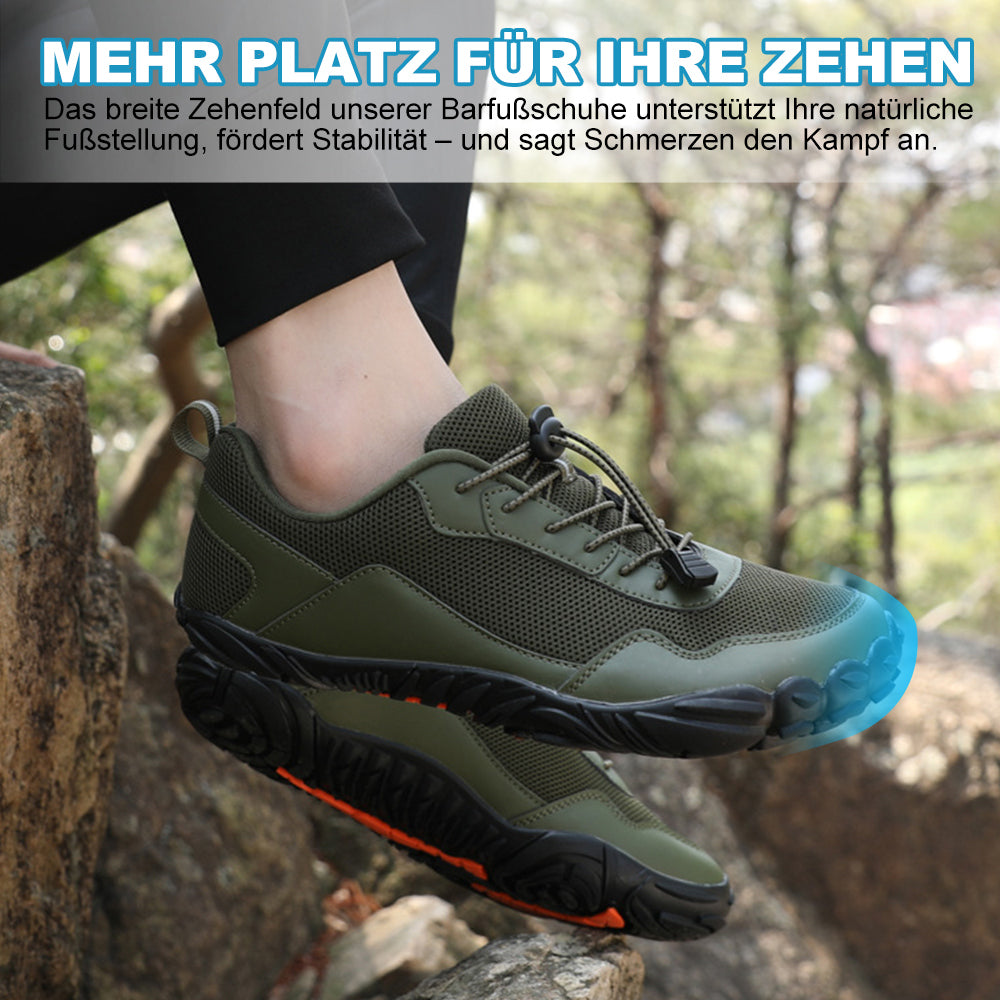Waterproof orthopedic barefoot shoes promoting natural gait and foot strength.
