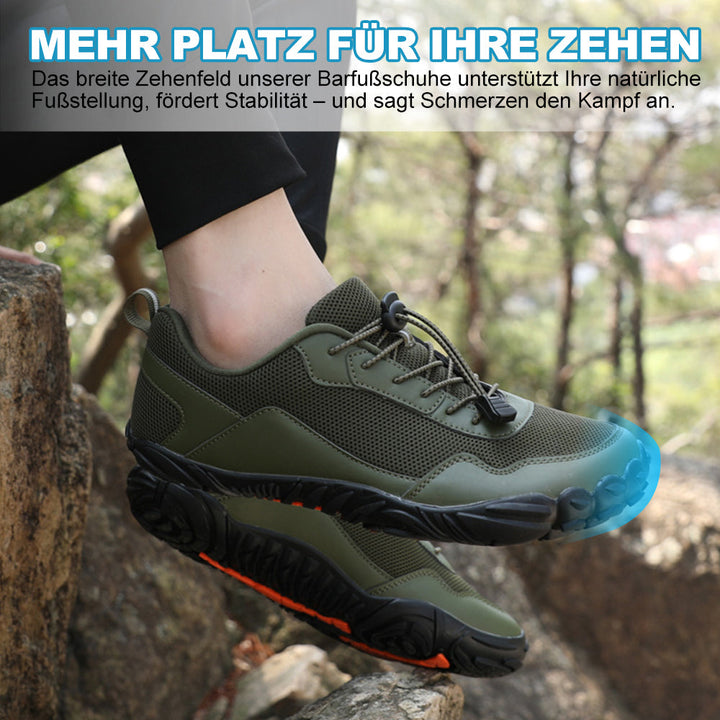 Waterproof orthopedic barefoot shoes promoting natural gait and foot strength.