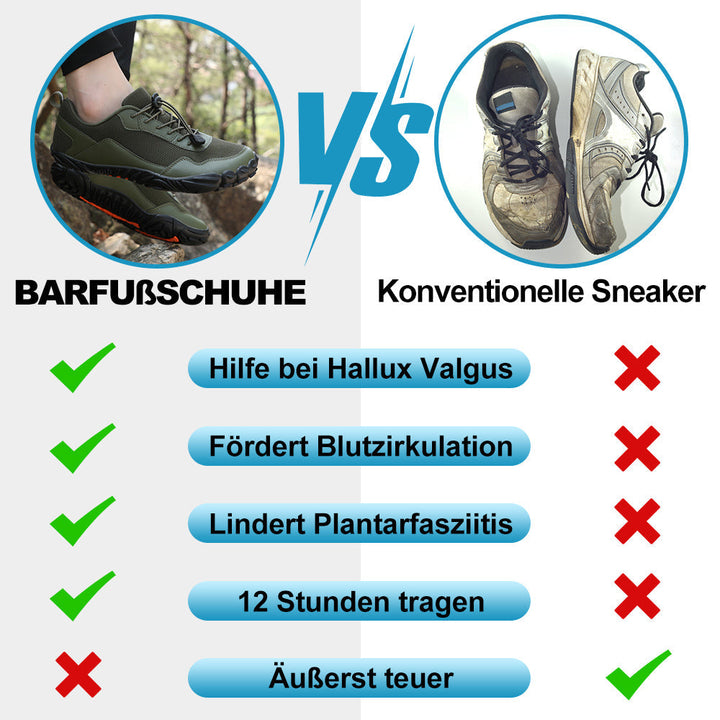 Men's waterproof barefoot shoes for healthy posture and pain relief.