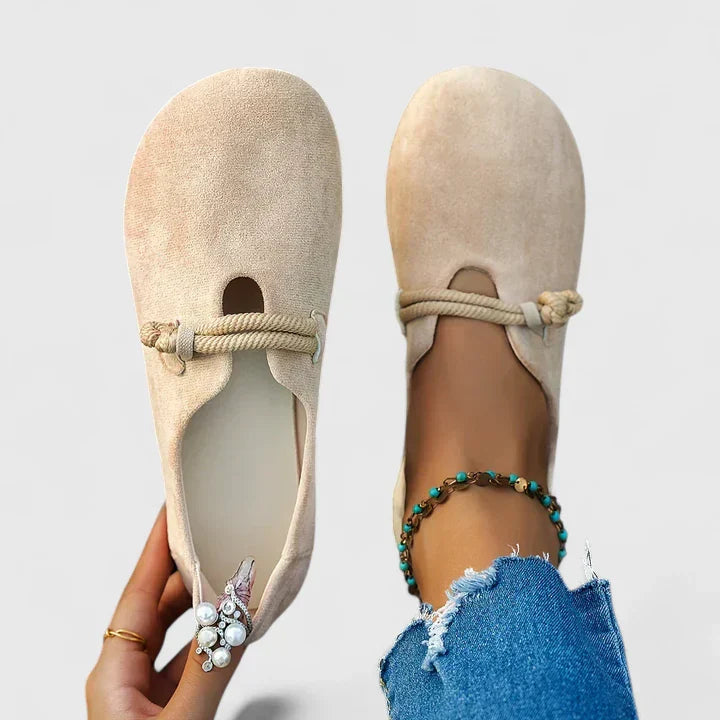 Women's orthopedic loafers with chic rope detail, offering comfortable arch support for daily wear.