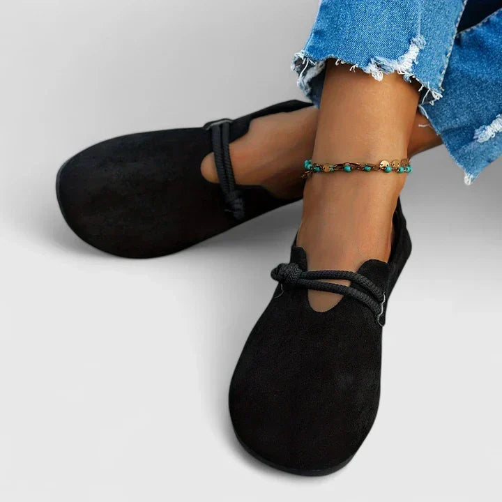 Comfortable women's round toe loafers with chic rope accent, ideal as orthopedic daily walking shoes.