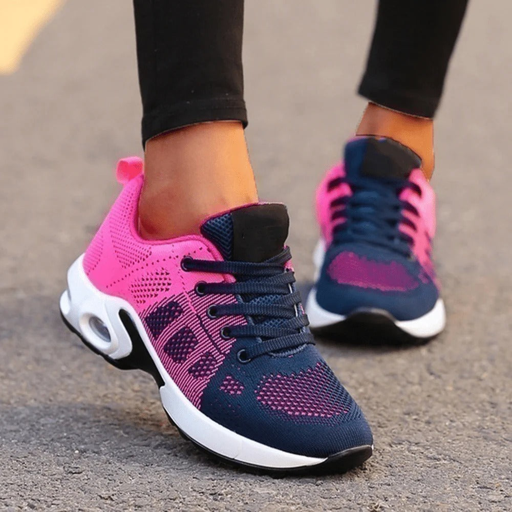 Women's comfortable walking shoes featuring air cushion technology for everyday wear & foot support.