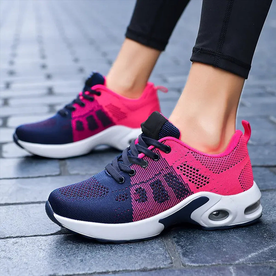 Performance women's walking shoes with air cushion, slip-resistant for active comfort & stability.