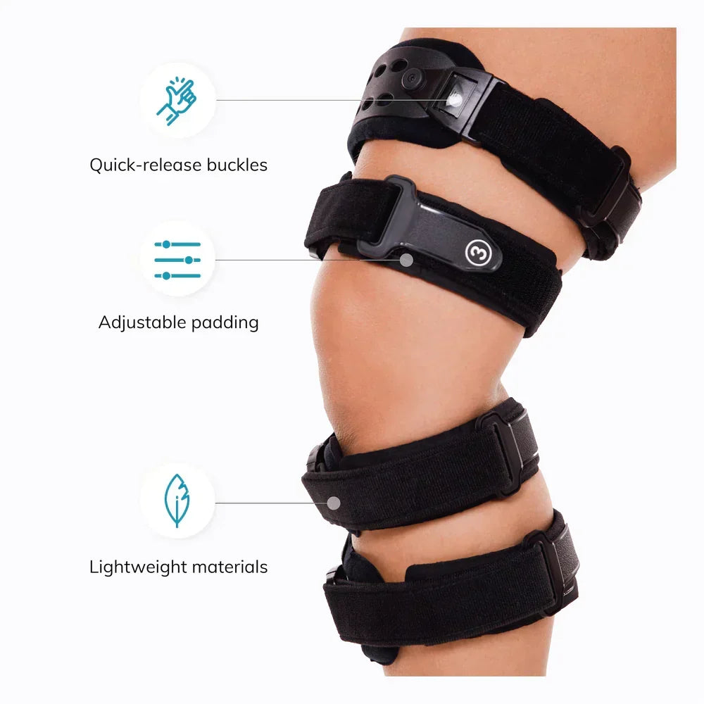 Orthopedic men's knee support brace offering stability & joint support for osteoarthritis & injury recovery.