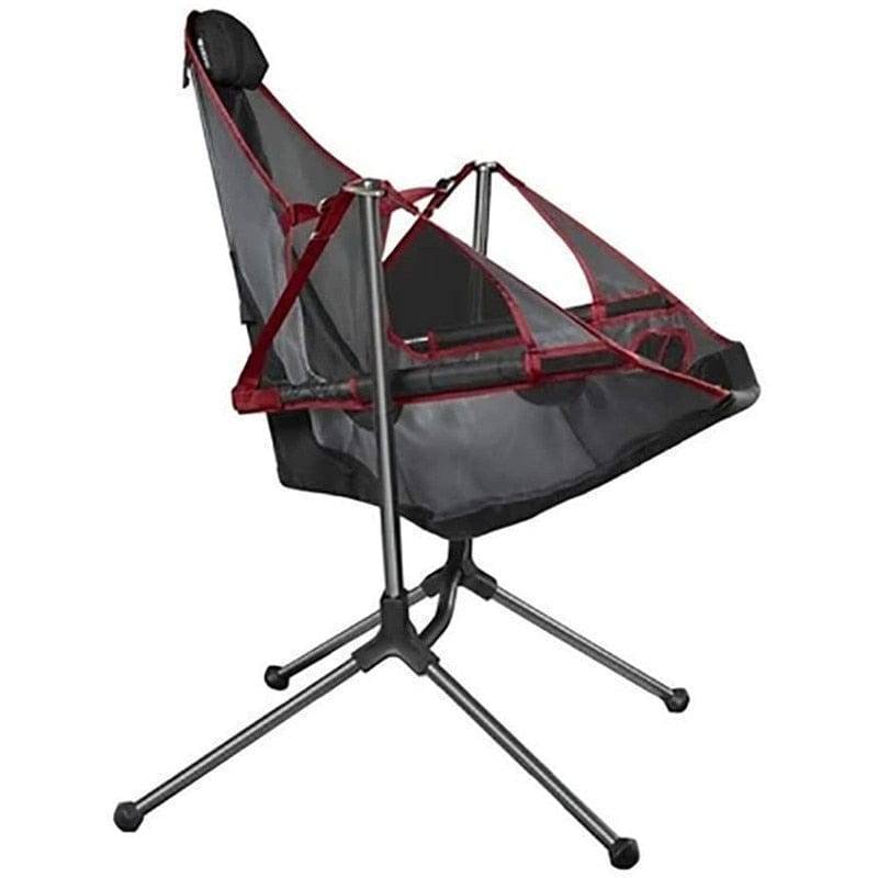 Comfortable outdoor rocking chair, ideal for camping, garden, or fishing trips.