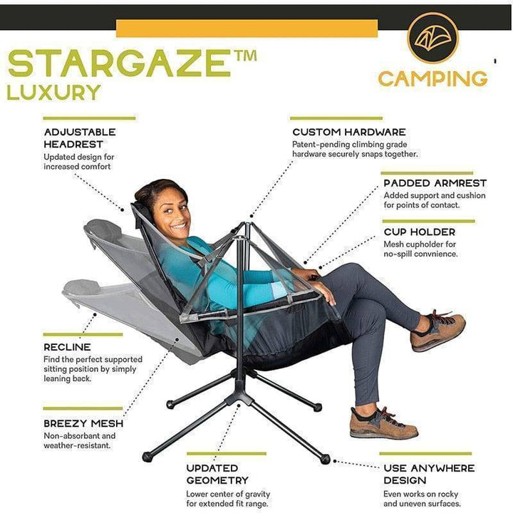 Ergonomic portable folding rocking chair for ultimate outdoor comfort & leisure.