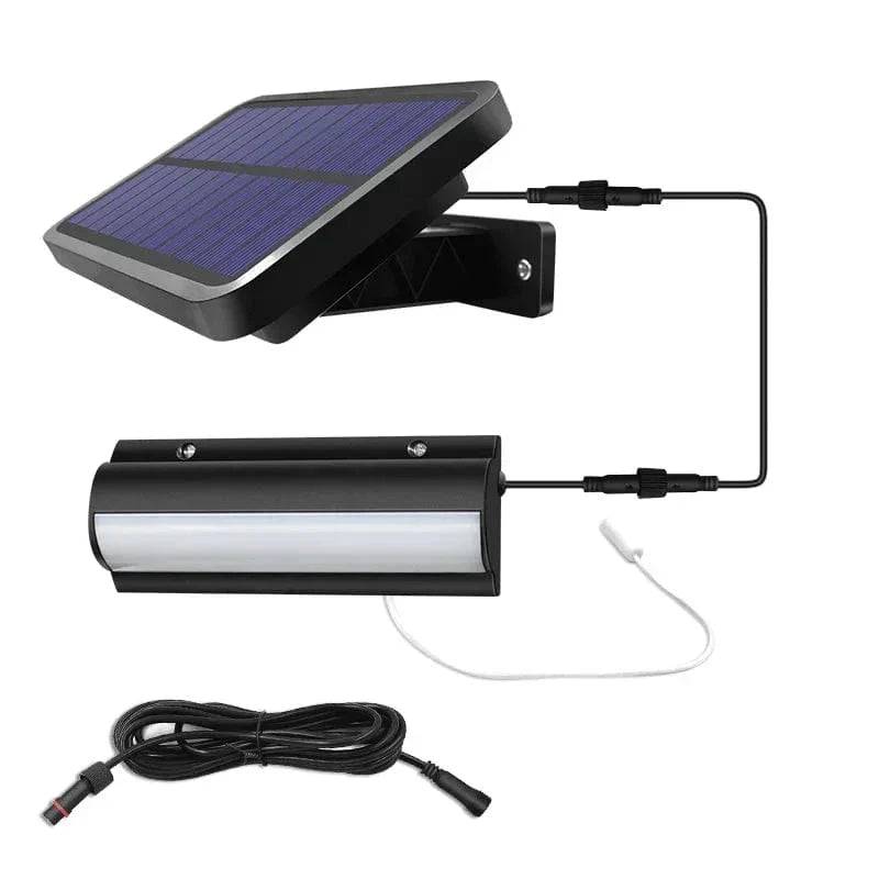 Outdoor Solar Pendant LED Light, stylish black, weather-resistant for garden & patio.