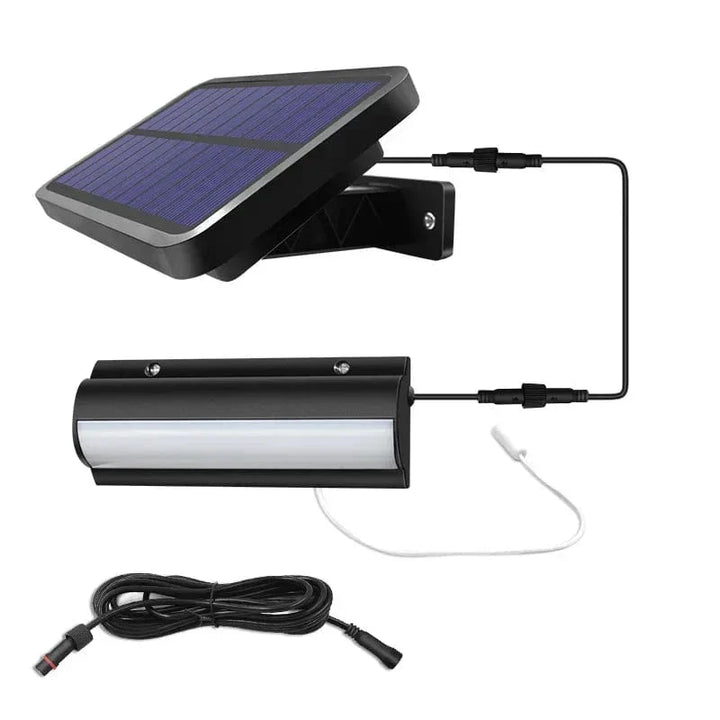 Outdoor Solar Pendant LED Light, stylish black, weather-resistant for garden & patio.