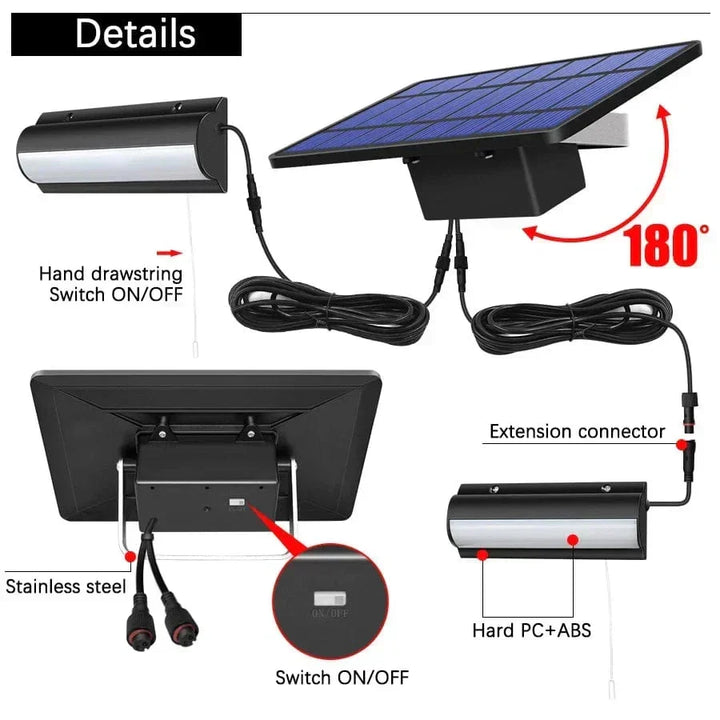 Easy-install solar pendant LED light, stylish solution for any outdoor lighting need.
