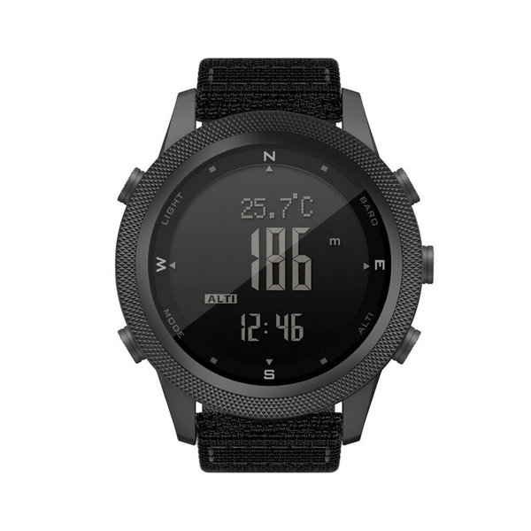 Unisex digital outdoor sports watch with 164ft waterproofing, altimeter, and compass for adventure.