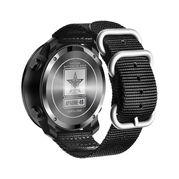 Unisex adventure sports watch on wrist, perfect for hiking, with 164ft waterproof, altimeter & compass.
