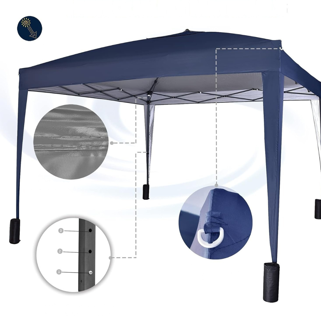 Outdoor waterproof pavilion tent with sidewalls, an all-weather garden gazebo & event shelter solution.