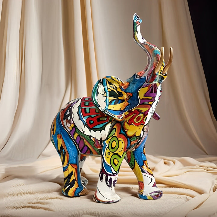 Abstract elephant art sculpture, modern resin decor adding unique touch.