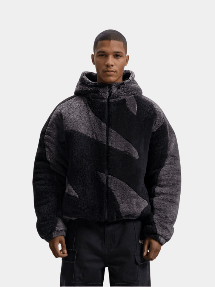 Casual men's full zip jacket, oversized and relaxed fit. Essential layering piece for fall and spring fashion.