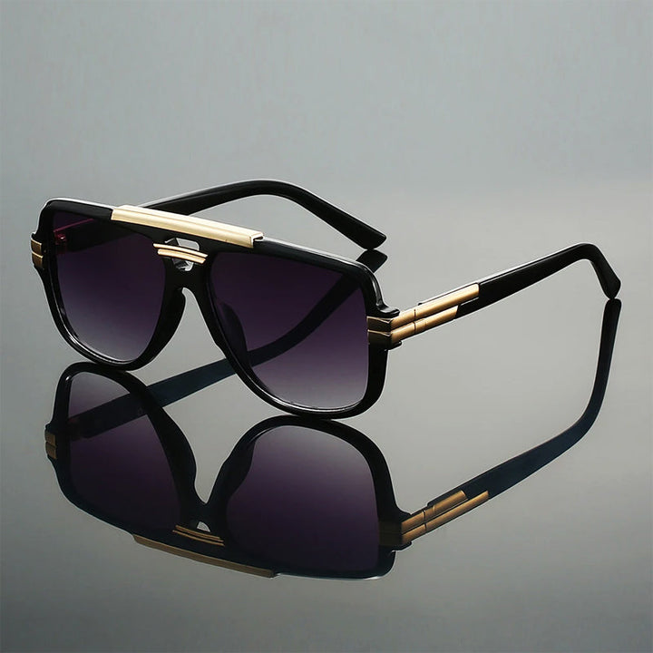 Modern unisex oversized square sunglasses accessory, featuring a cool double bridge for a unique look.