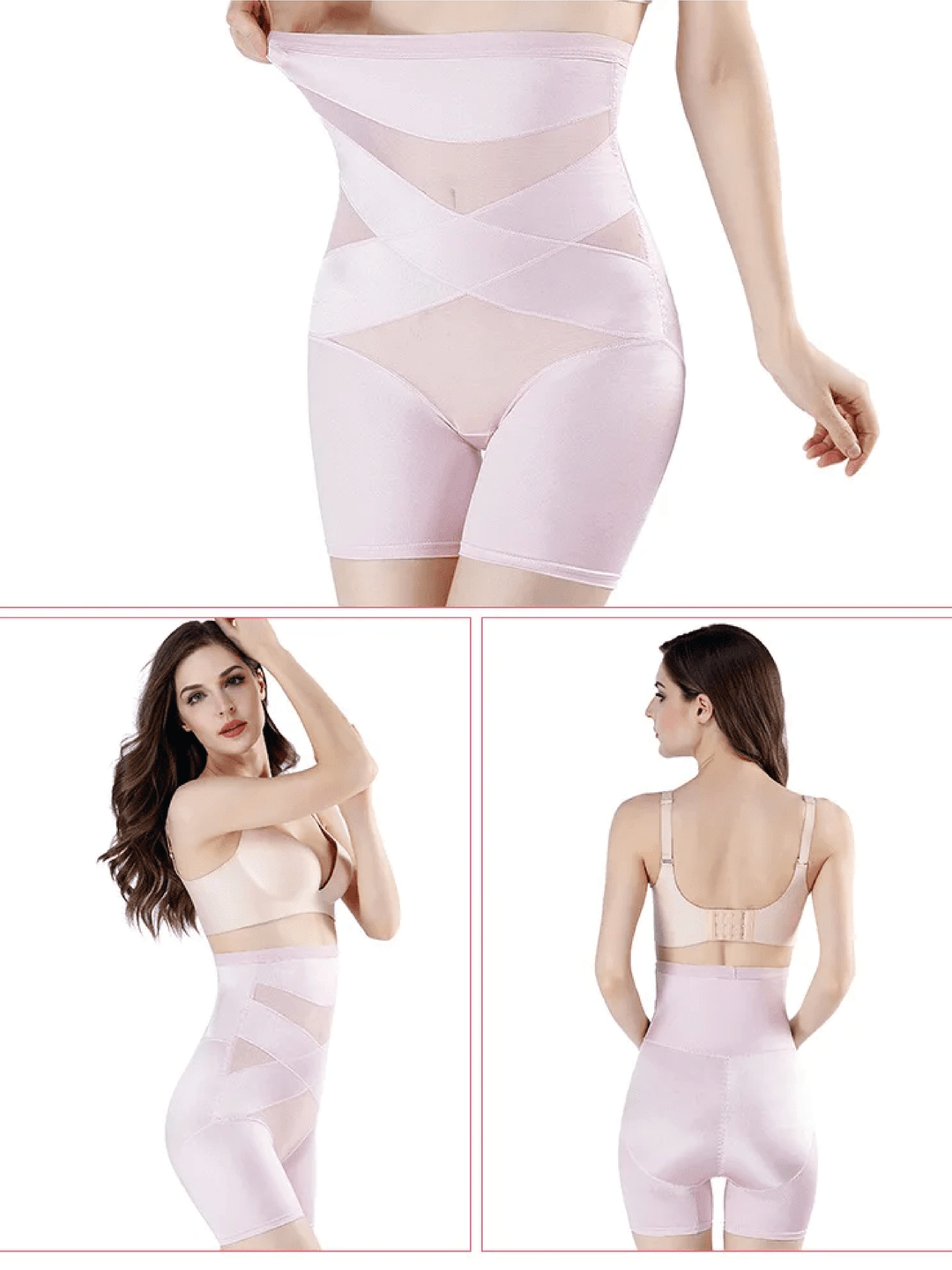 Comfortable women's high-waist shaping shorts. Seamless design provides tummy control & smooth body shaping.