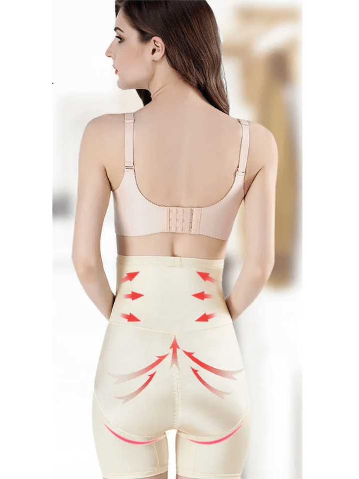 High-waist shaping shorts for women, offering firm tummy control and a smooth silhouette. Comfortable shapewear.