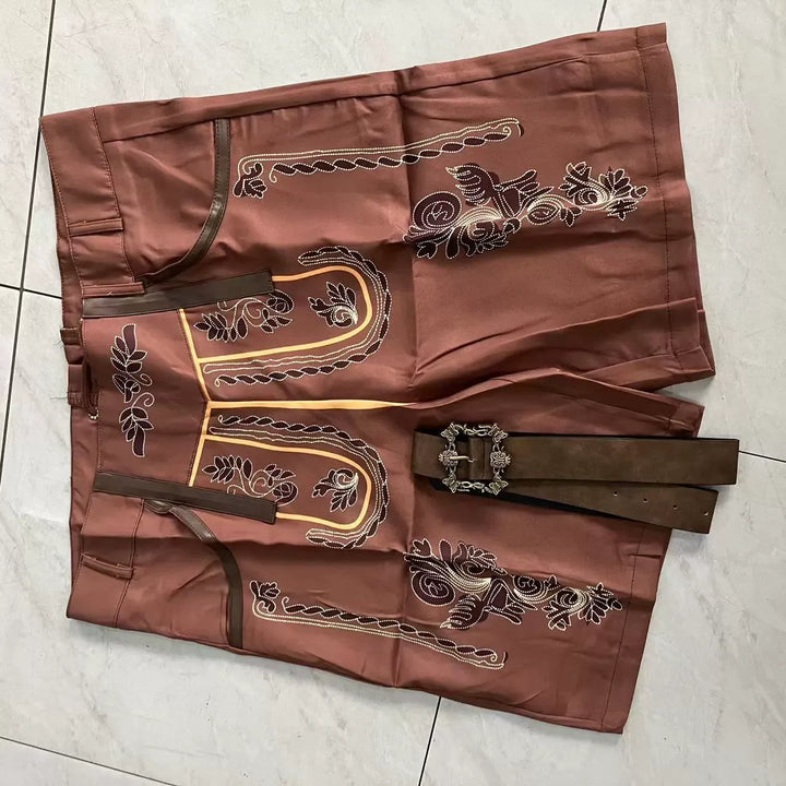 Stylish men's brown dress pants. Classic yet unique design trousers for formal events or fashion-forward casual outfits.