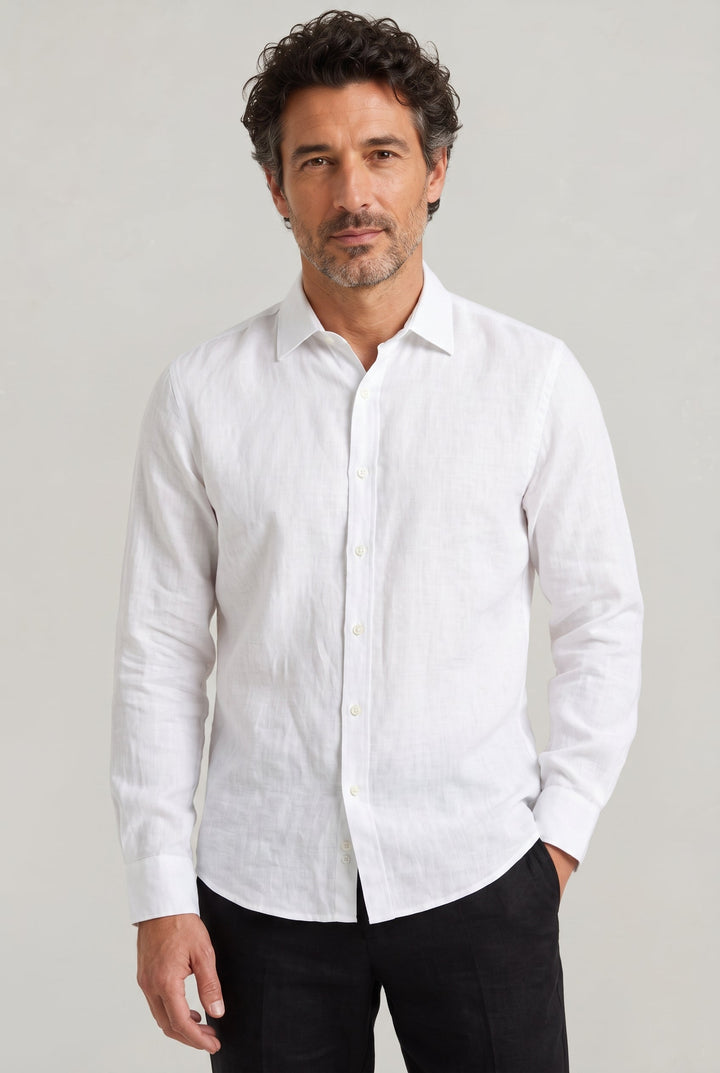 Men's versatile long sleeve button-down shirt. Textured for a modern, relaxed fit look.