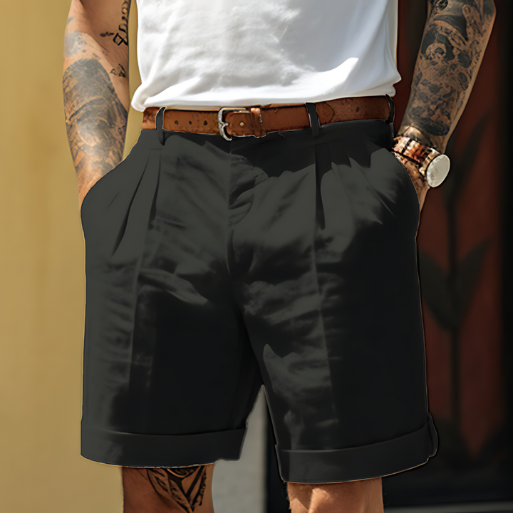 Comfortable men's pleated shorts, perfect for warm weather and everyday smart casual wear.