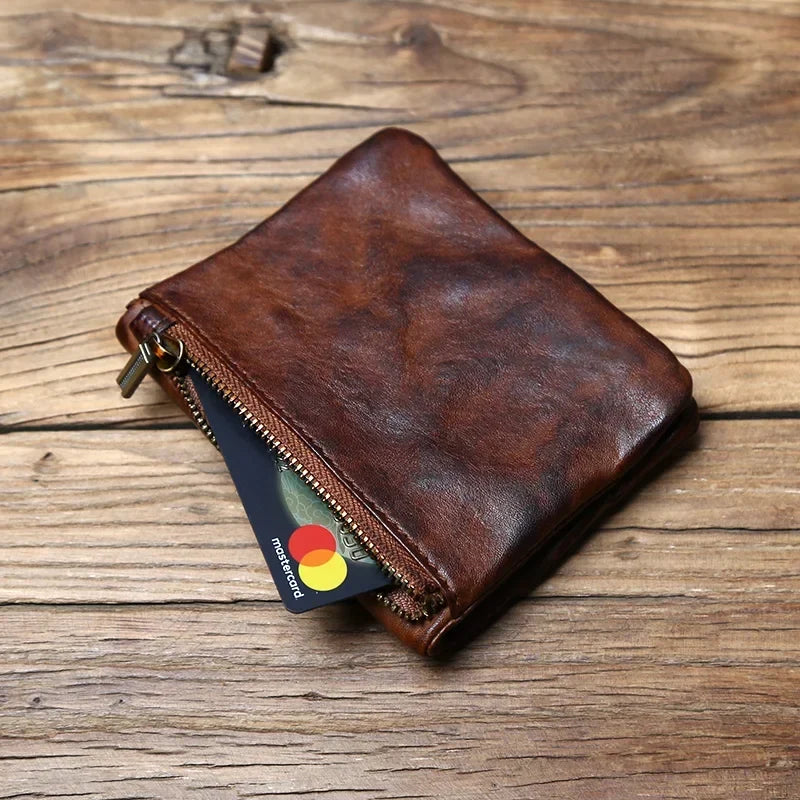 Luxurious brown full-grain leather wallet for men, with classic design and excellent security features.