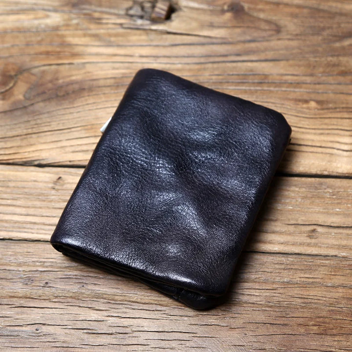 Premium men's full-grain leather wallet in brown, offering classic style, durability, and security.