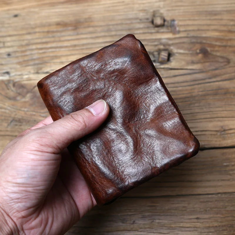 Sophisticated brown full-grain leather bifold wallet for men, combining classic style with security.