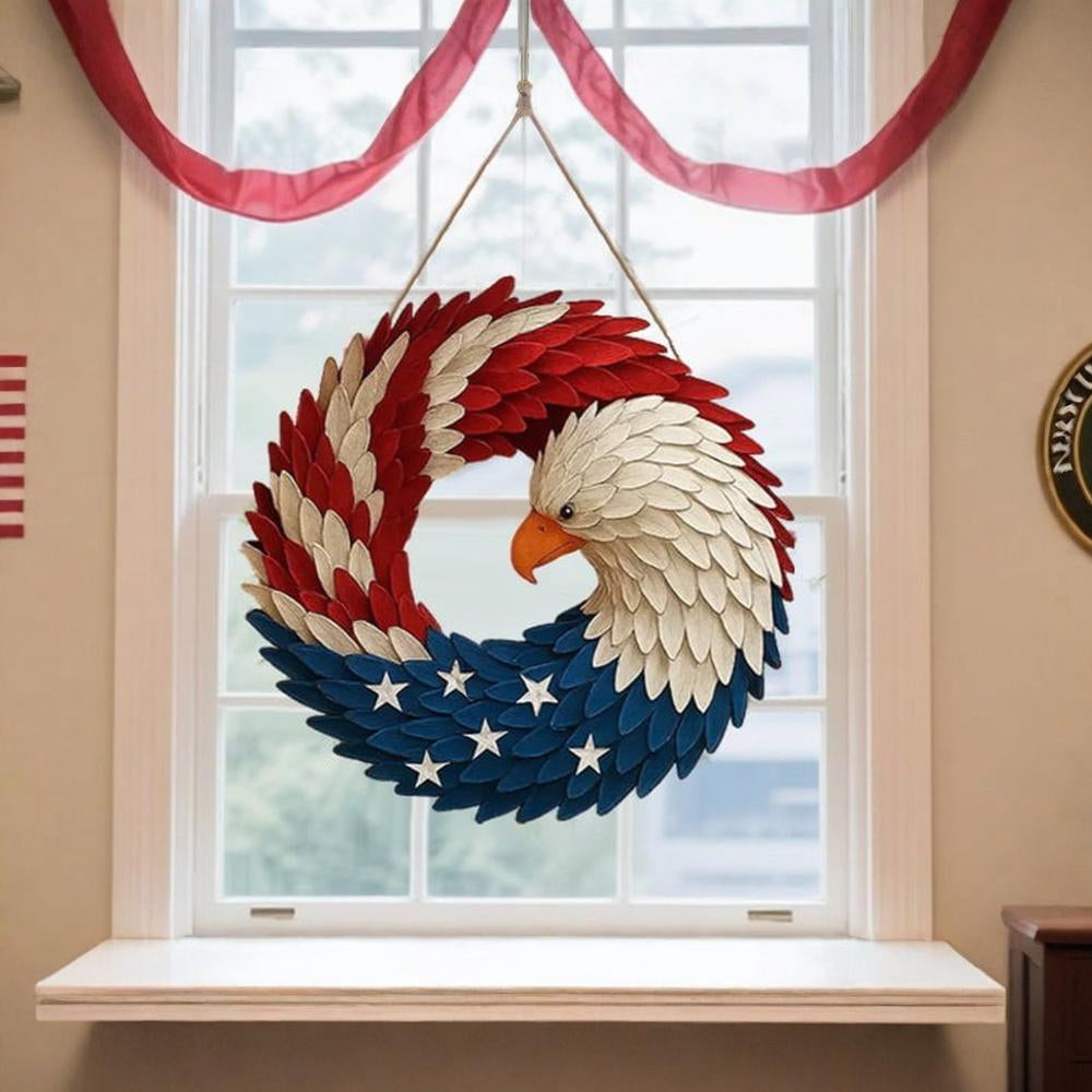 Show your American pride with this veteran-themed eagle wreath wall art.