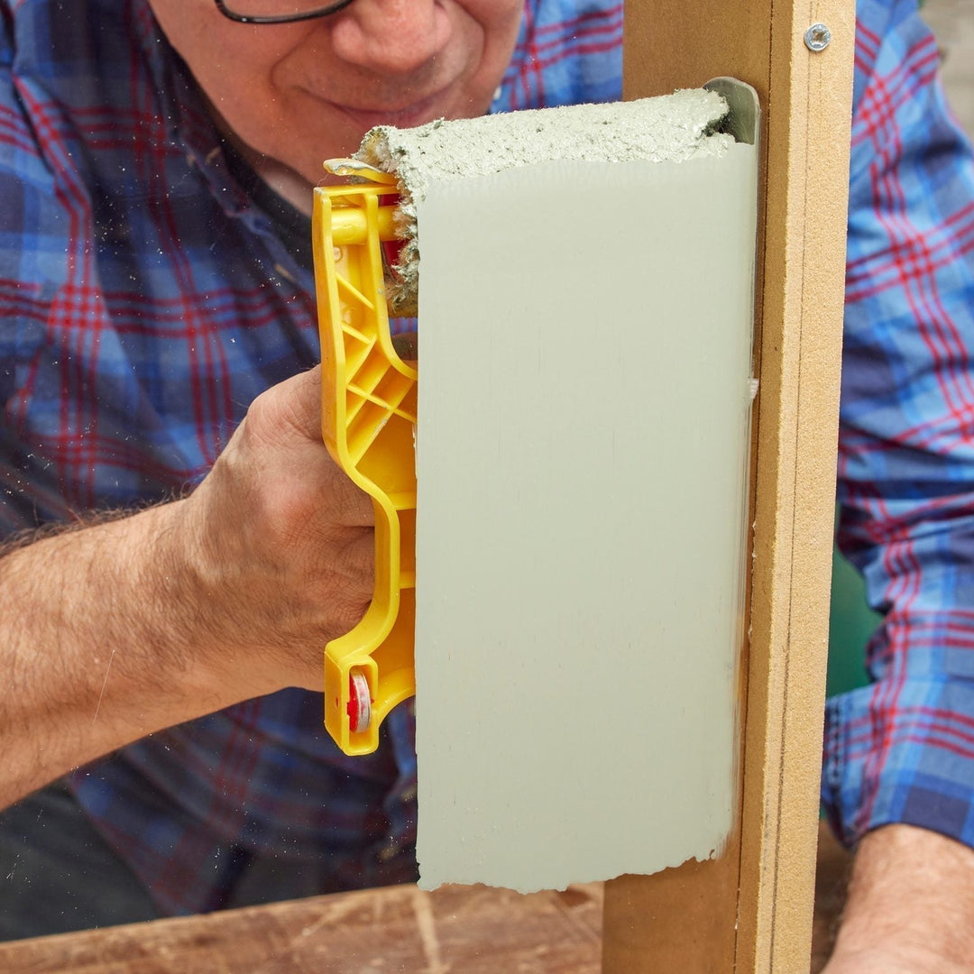 Innovative paint roller tool for precision edge painting, ideal for ceilings, walls & trim. Saves time and effort.