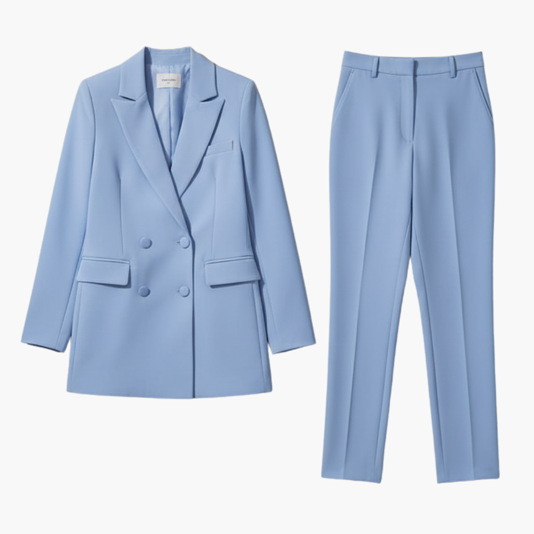 Persephone | Women's Double Breasted Light Blue Blazer Set - Light Blue - Image 1