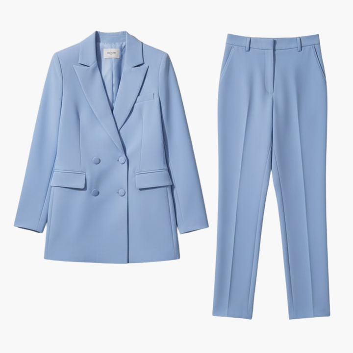 Persephone | Women's Double Breasted Light Blue Blazer Set - Light Blue - Image 1