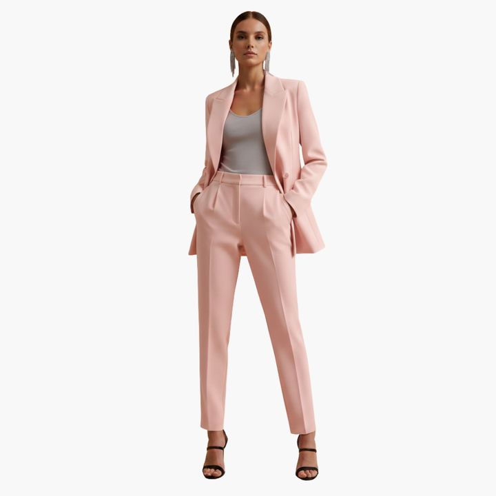 Persephone | Women's Double Breasted Light Blue Blazer Set - Light Blue - Image 11