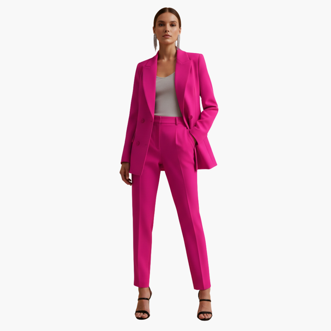 Persephone | Women's Double Breasted Light Blue Blazer Set - Light Blue - Image 12