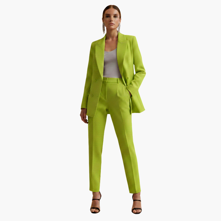 Persephone | Women's Double Breasted Light Blue Blazer Set - Light Blue - Image 14