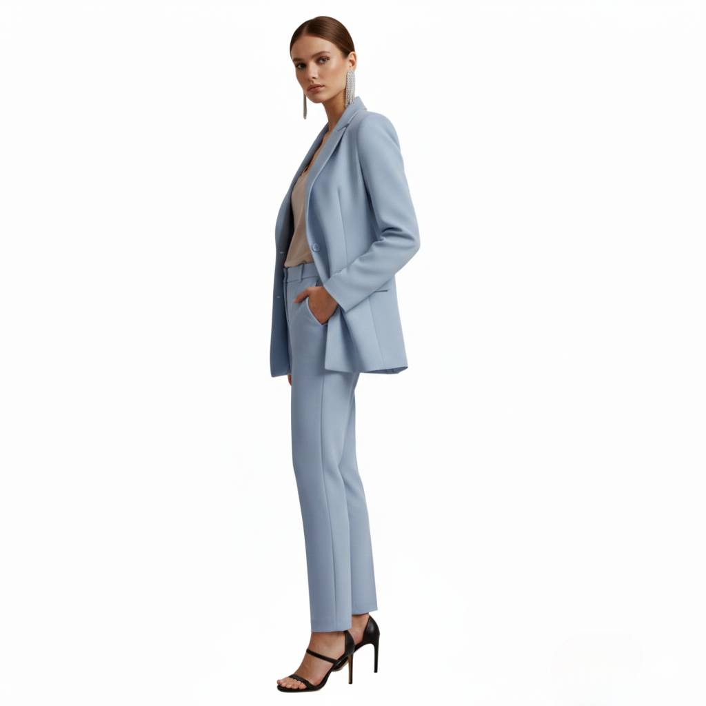 Persephone | Women's Double Breasted Light Blue Blazer Set - Light Blue - Image 5