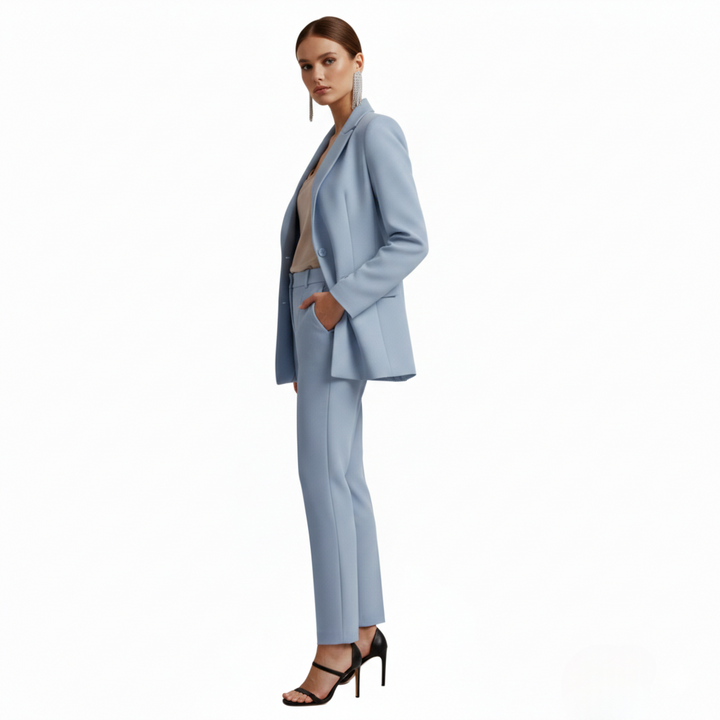 Persephone | Women's Double Breasted Light Blue Blazer Set - Light Blue - Image 5