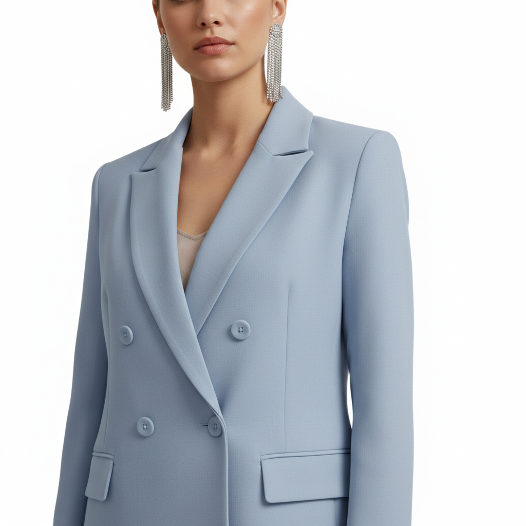 Persephone | Women's Double Breasted Light Blue Blazer Set - Light Blue - Image 6