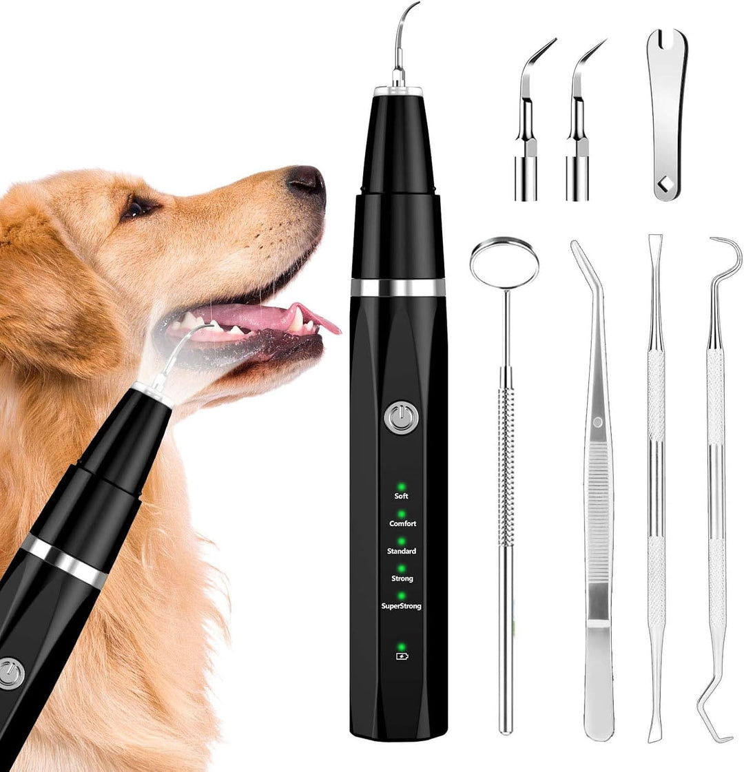Pet ultrasonic tooth cleaner for dogs & cats. Gently removes plaque & tartar for better oral hygiene.