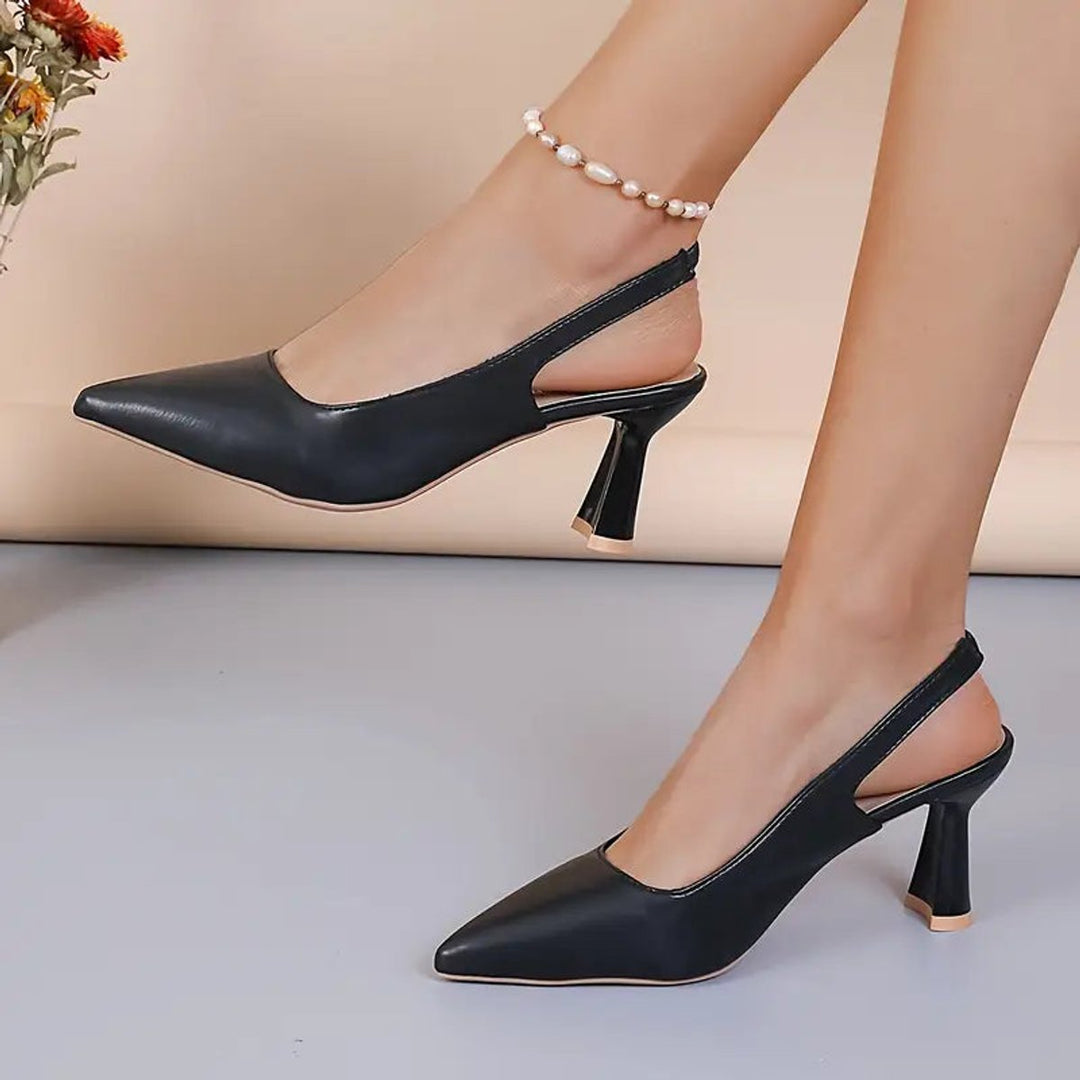 Versatile women's block heel slingback high heels, featuring a chic pointed toe. Great for office & evenings.