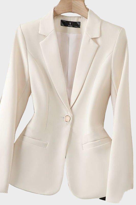Phoebe | Women's Single Button Tailored Blazer - Beige - Image 1
