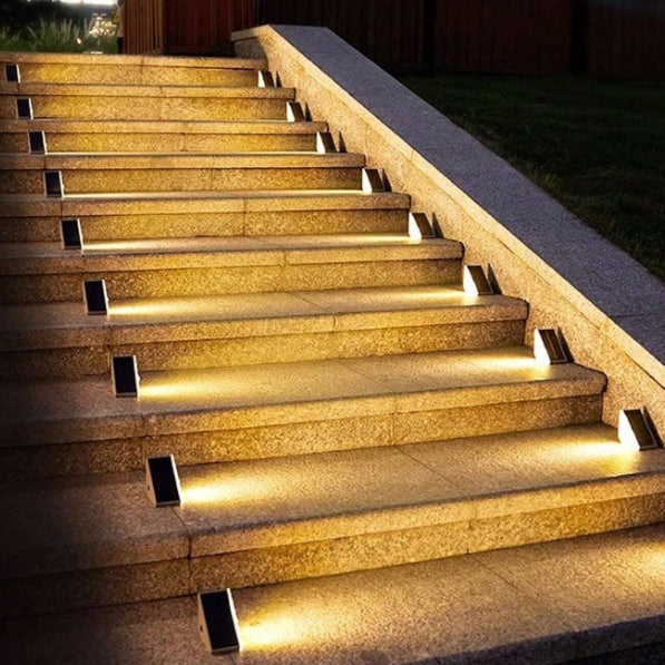 Nvroome solar stair light, waterproof LED for outdoor steps & decks, automatic dusk-to-dawn illumination.