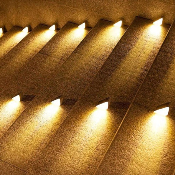 Rugged, waterproof solar stair light designed for all outdoor weather conditions, durable exterior lighting.
