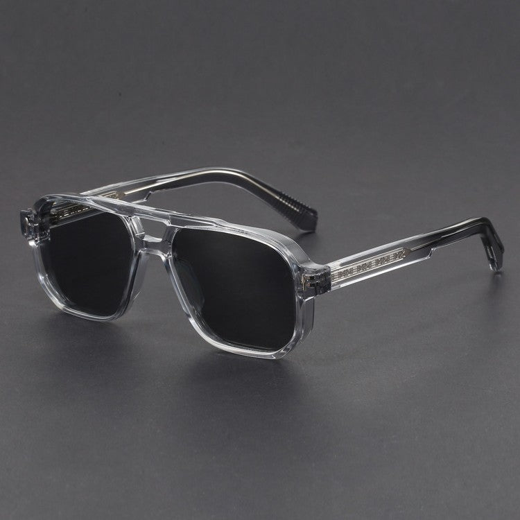 Fashionable unisex square pilot sunglasses, a bold modern eyewear accessory with a chunky frame.